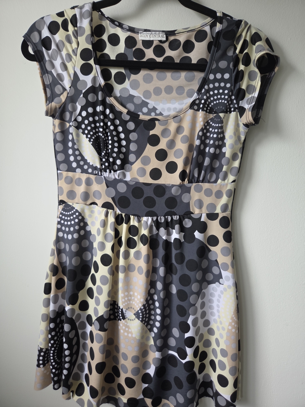 Body Central Neutral Multi Polka Dot Scoop-Neck Dress
